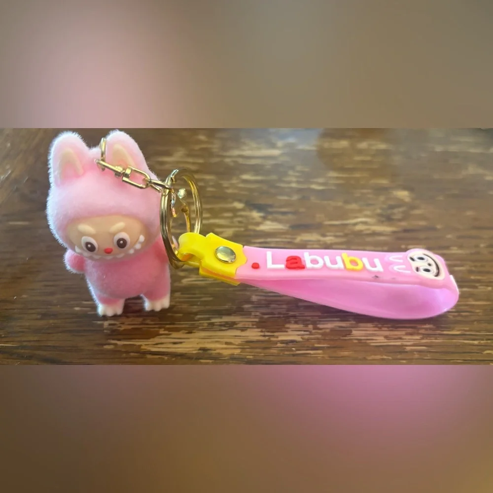 Labubu Fuzzy Pink Collectible Keychain